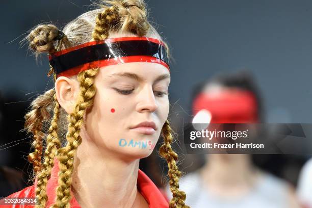 Model walks the runway for Semir X CJ Yao during New York Fashion Week: The Shows at Gallery II at Spring Studios on September 12, 2018 in New York...