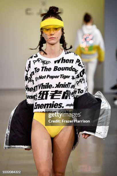 Model walks the runway for Semir X CJ Yao during New York Fashion Week: The Shows at Gallery II at Spring Studios on September 12, 2018 in New York...