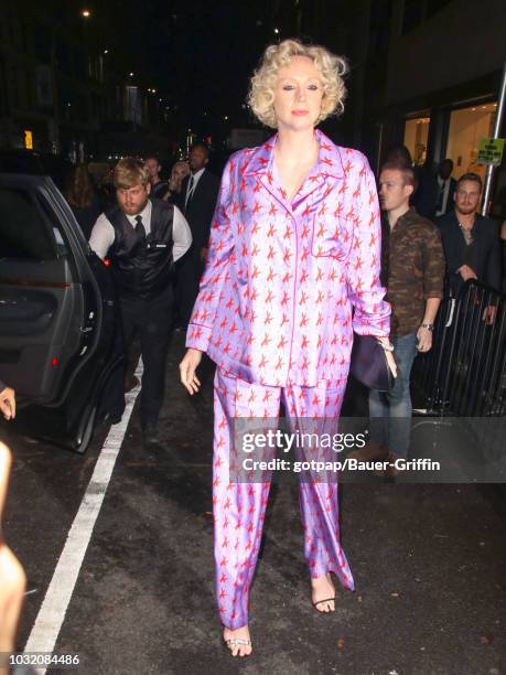 Gwendoline Christie is seen outside the Calvin Klein Collection presentation during New York Fashion Week at New York Stock Exchange on September 11,...