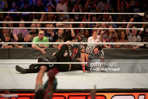 Professional Wrestling: WWE SummerSlam: Finn Balor in action vs Baron Corbin during event at Barclays Center. Brooklyn, NY 8/19/2018 CREDIT: Rob...