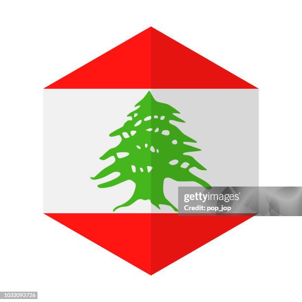 lebanon - hexagon flag vector flat icon - beirut stock illustrations