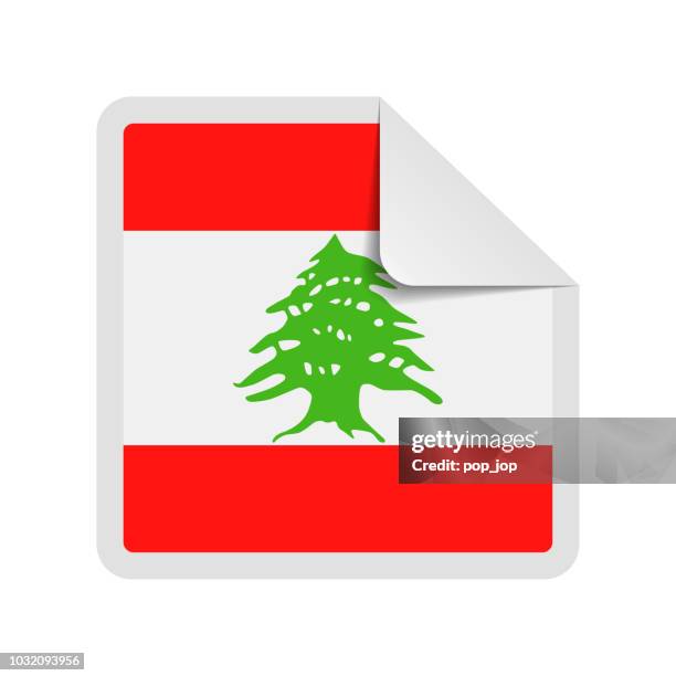 lebanon - square paper corner flag vector flat icon - beirut stock illustrations