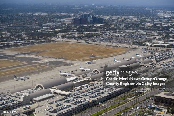 Aerial view of John Wayne Airport in Santa Ana, California, on Thursday, May 11, 2017.