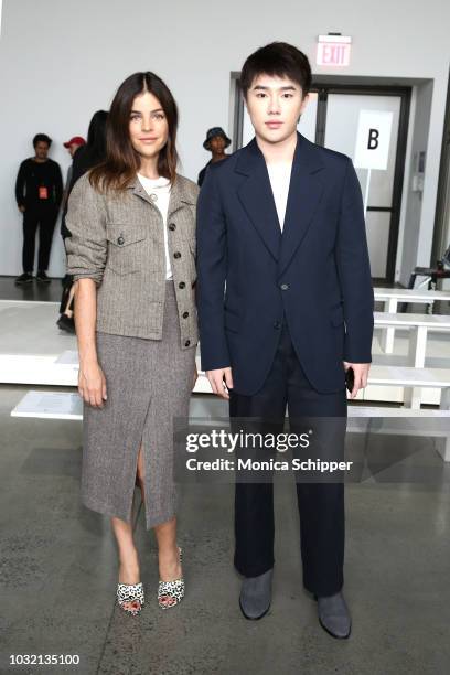 Art director Julia Restoin Roitfeld and designer Calvin Luo pose at the Calvin Luo front Row during New York Fashion Week: The Shows at Gallery I at...