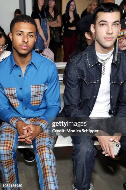 Rapper Diggy Simmons and actor Leo Reilly attend the Calvin Luo front Row during New York Fashion Week: The Shows at Gallery I at Spring Studios on...