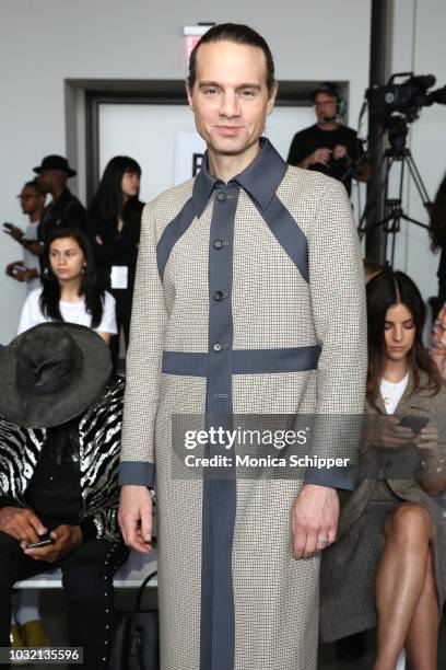 Producer Jordan Roth attends the Calvin Luo front Row during New York Fashion Week: The Shows at Gallery I at Spring Studios on September 12, 2018 in...