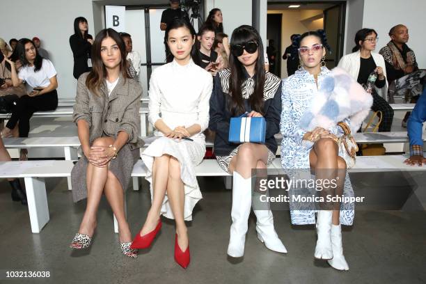 Julia Restoin Roitfeld, Estelle Chen, Leaf Greener and Sita Abellan attend the Calvin Luo front Row during New York Fashion Week: The Shows at...