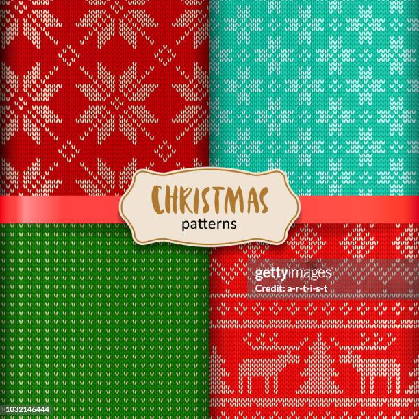 christmas patterns - jersey material stock illustrations