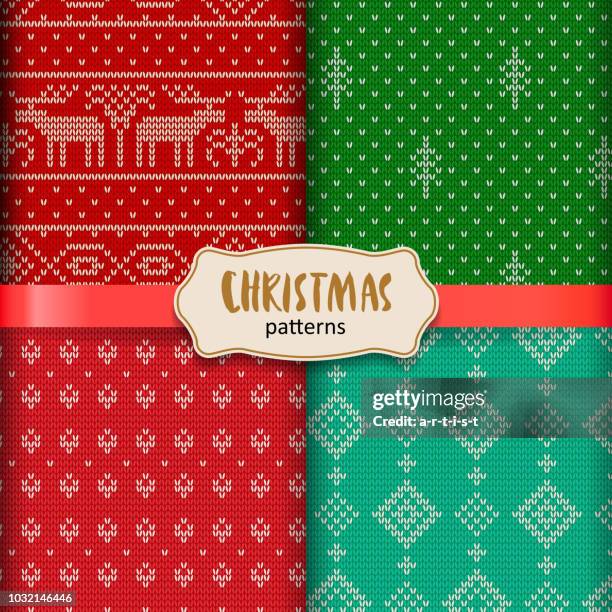 christmas patterns - jersey material stock illustrations