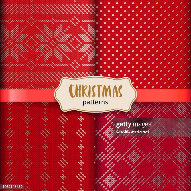 christmas patterns - jersey material stock illustrations