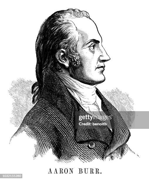aaron burr - scanned 1855 engraving - vice president stock illustrations
