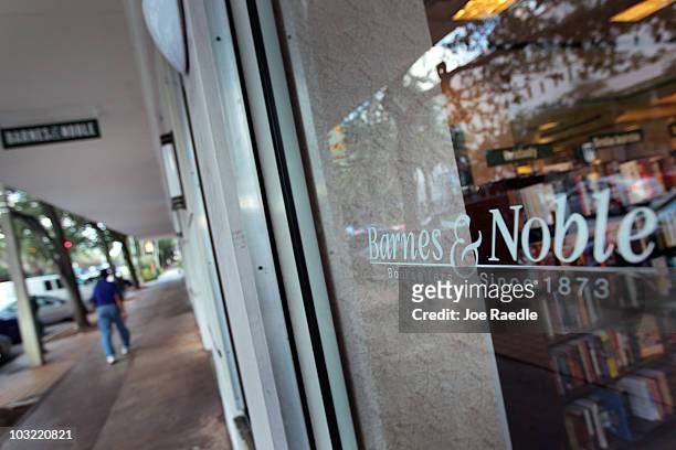 Person walks past a Barnes & Noble Booksellers store on August 3, 2010 in Coral Gables , Florida. Today the largest bookstore chain in the U.S. Said...