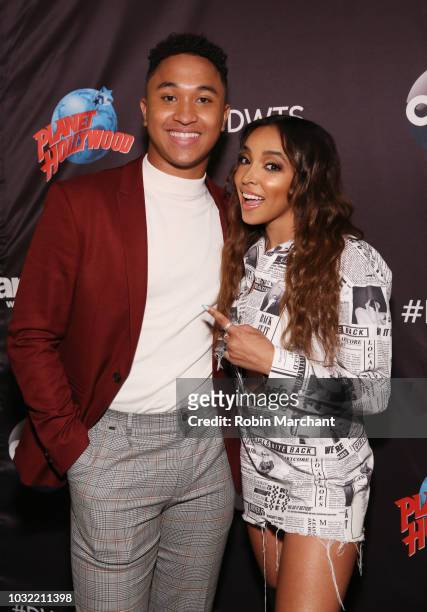 Brandon Armstrong and Tinashe attend Dancing With The Stars Season 27 Cast Reveal Red Carpet At Planet Hollywood Times Square at Planet Hollywood...