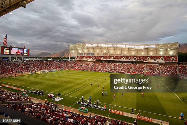 United and Real Salt Lake play a game during the second half of an MLS soccer game July 31, 2010 at Rio Tinto Stadium in Sandy, Utah. Real Salt Lake...