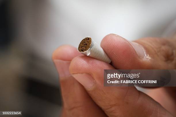 Picture taken on August 21, 2018 in Neuchatel, at the research and development campus of cigarette and tobacco manufacturing company Philip Morris...
