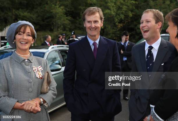 The Duke and Duchess of Northumberland with eldest son, George Percy accompany Prince Charles, Prince of Wales as he visits the Kielder Salmon Centre...