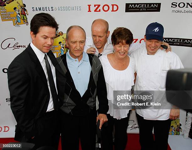 Actor Mark Wahlberg, Arthur Donnolly, Jim Wahlberg, Alma Wahlberg and Paul Wahlberg attend a screening of "The Other Guys" at Alma Nove on August 3,...