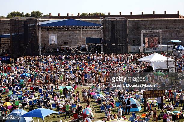 The Swell Season performs during day 3 of the Newport Folk Festival at Fort Adams State Park on August 1,2010 in Newport, Rhode Island.