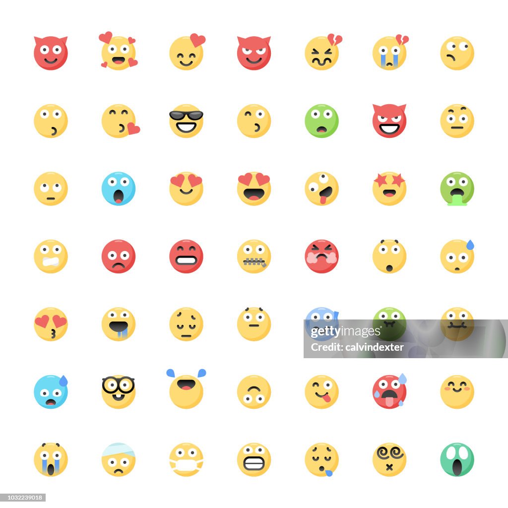 Grande collection de couleur plat mignon émoticônes 2