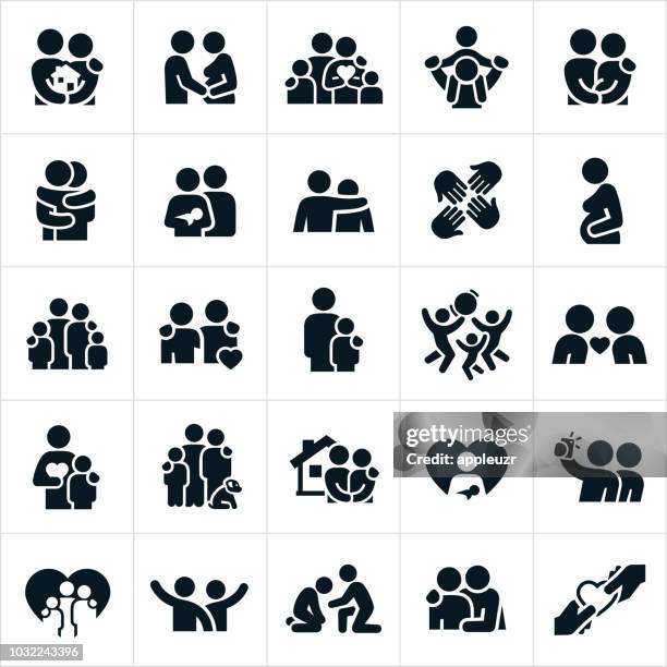 stockillustraties, clipart, cartoons en iconen met liefdevolle familie relaties pictogrammen - samen