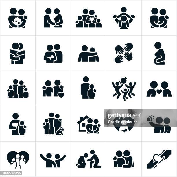 loving family relationships icons - familie stock illustrations