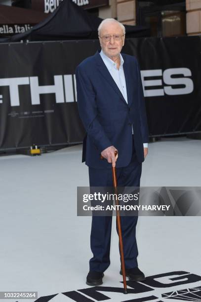 British actor Michael Caine poses on the red carpet for the world premiere of King of Thieves in central London on September 12, 2018.