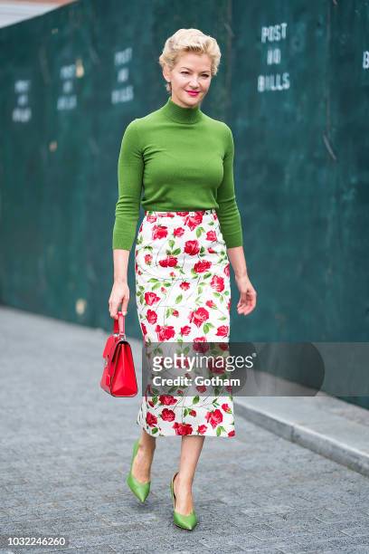 Gretchen Mol attends the Michael Kors fashion show during New York Fashion Week: The Shows at Pier 17 in the South Street Seaport on September 12,...