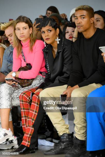 Singer Toni Romiti and model Wendell Lissimore attend the Marcel Ostertag front Row during New York Fashion Week: The Shows at Gallery II at Spring...