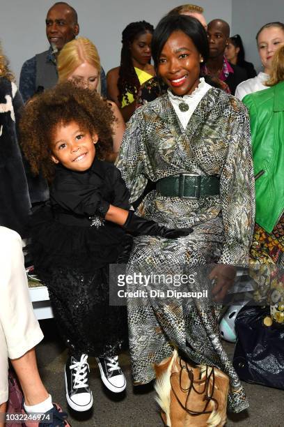 Aria De Chicchis amd Pam Mbatani attend the Marcel Ostertag front Row during New York Fashion Week: The Shows at Gallery II at Spring Studios on...
