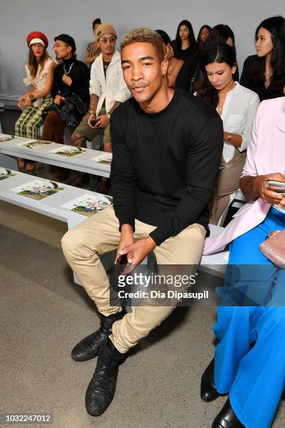 Wendell Lissimore attends the Marcel Ostertag front Row during New York Fashion Week: The Shows at Gallery II at Spring Studios on September 12, 2018...