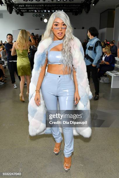 Nikita Dragun attends the Marcel Ostertag front Row during New York Fashion Week: The Shows at Gallery II at Spring Studios on September 12, 2018 in...