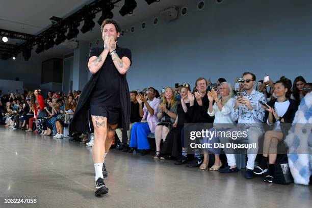 Designer Marcel Ostertag attends the Marcel Ostertag front Row during New York Fashion Week: The Shows at Gallery II at Spring Studios on September...