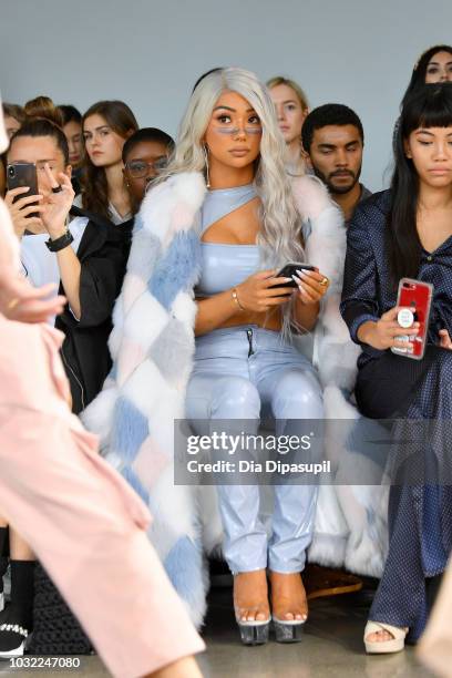 Nikita Dragun attends the Marcel Ostertag front Row during New York Fashion Week: The Shows at Gallery II at Spring Studios on September 12, 2018 in...