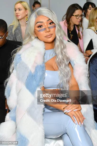 Nikita Dragun attends the Marcel Ostertag front Row during New York Fashion Week: The Shows at Gallery II at Spring Studios on September 12, 2018 in...
