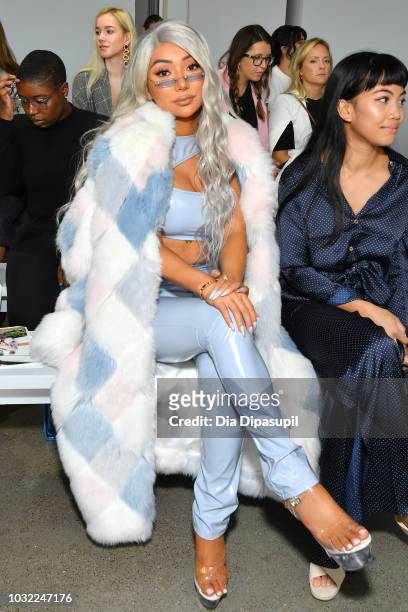 Nikita Dragun attends the Marcel Ostertag front Row during New York Fashion Week: The Shows at Gallery II at Spring Studios on September 12, 2018 in...