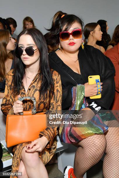 Urszula Makowska and Scarlett Hao attend the Marcel Ostertag front Row during New York Fashion Week: The Shows at Gallery II at Spring Studios on...