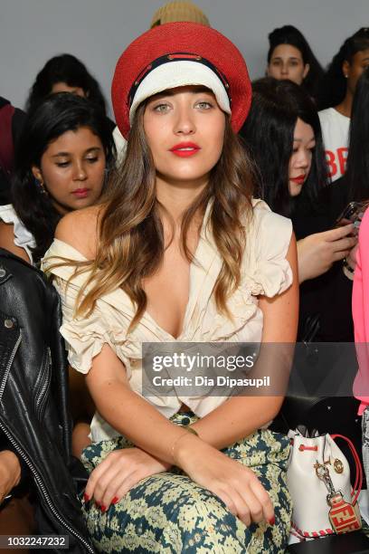 Lina Lindholm attends the Marcel Ostertag front Row during New York Fashion Week: The Shows at Gallery II at Spring Studios on September 12, 2018 in...