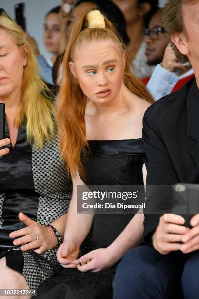 Model Madeline Stuart attends the Marcel Ostertag front Row during New York Fashion Week: The Shows at Gallery II at Spring Studios on September 12,...