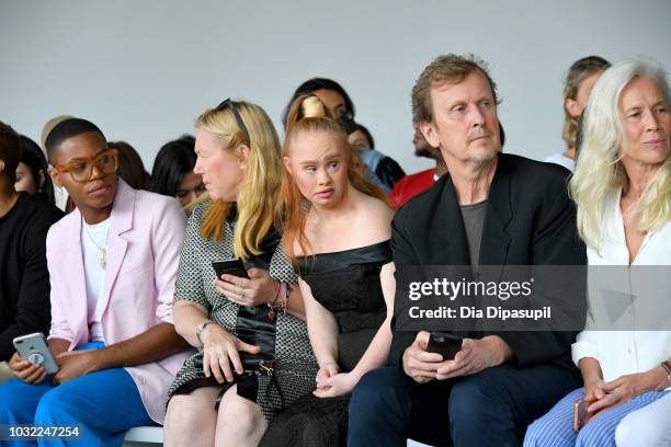 Model Madeline Stuart attends the Marcel Ostertag front Row during New York Fashion Week: The Shows at Gallery II at Spring Studios on September 12,...