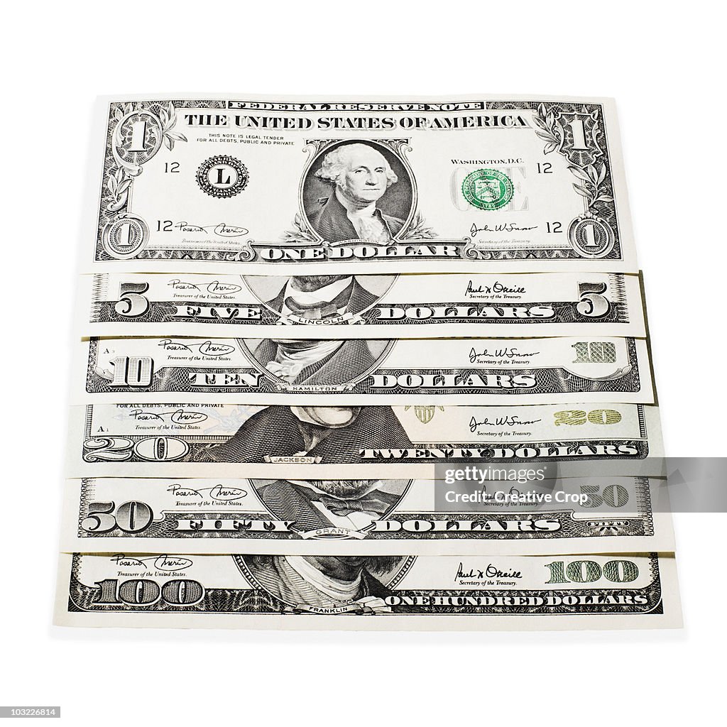 Various denominations of United States Dollar $ no