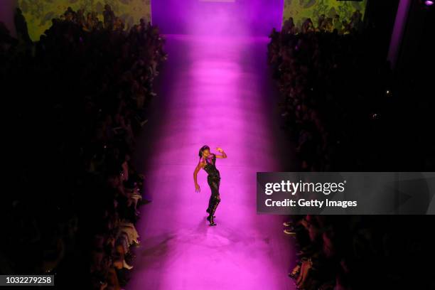 An Aerial view of models walking the runway for Disney Villains x The Blonds during New York Fashion Week: The Shows at Gallery II at Spring Studios...