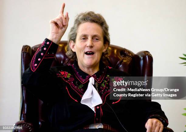 Author and professor Temple Grandin speaks to a gathering of students and faculty at the University Club on the UCI campus during a Q&A session with...