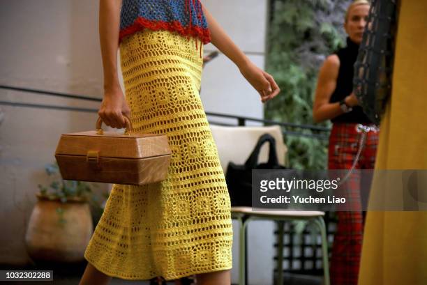 Model walks for the Staud Presentation during New York Fashion Week: The Shows at Laudree on September 12, 2018 in New York City.