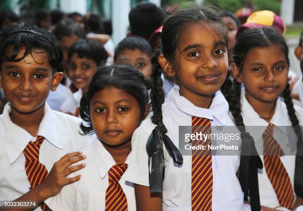 School children attend a field trip to the Royal Botanical Gardens in Peradeniya, Sri Lanka. The Royal Botanical Gardens is located to the west of...