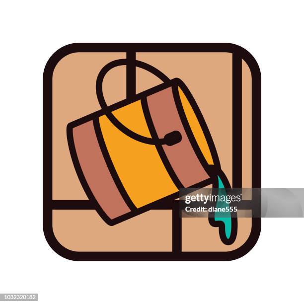 thin line home improvement diy icon - paint pot stock illustrations
