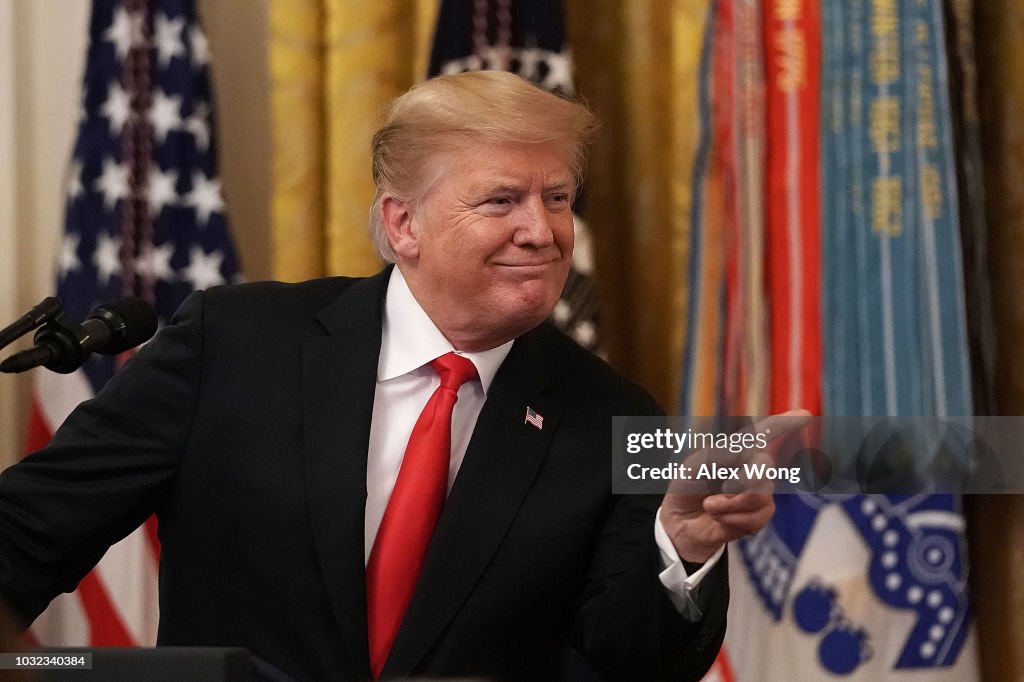 President Trump Attends Congressional Medal Of Honor Society Reception