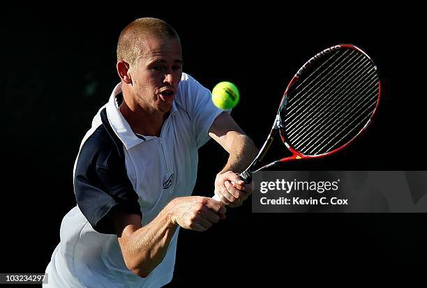 Kristof Vliegen of Belgium on Day 1 of the Atlanta Tennis Championships at the Atlanta Athletic Club on July 19, 2010 in Atlanta, Georgia.