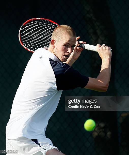 Kristof Vliegen of Belgium on Day 1 of the Atlanta Tennis Championships at the Atlanta Athletic Club on July 19, 2010 in Atlanta, Georgia.