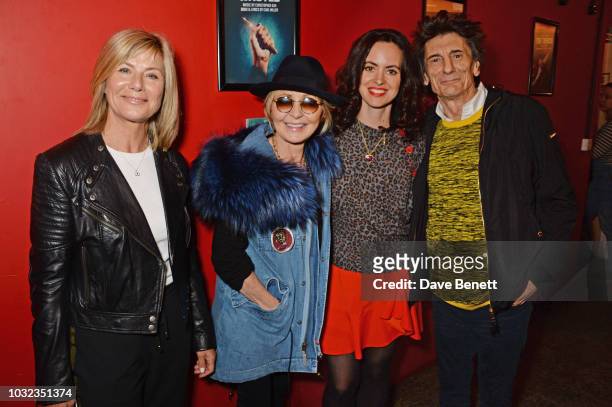 Glynis Barber, Lulu, Sally Wood and Ronnie Wood attend the press night after party for "Wasted" at the Southwark Playhouse on September 12, 2018 in...