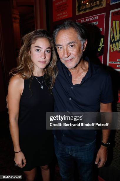 Actor of the Piece Richard Berry and his daughter Josephine Berry attend the "Plaidoiries" Theater Play Run-through at Theatre Antoine on September...